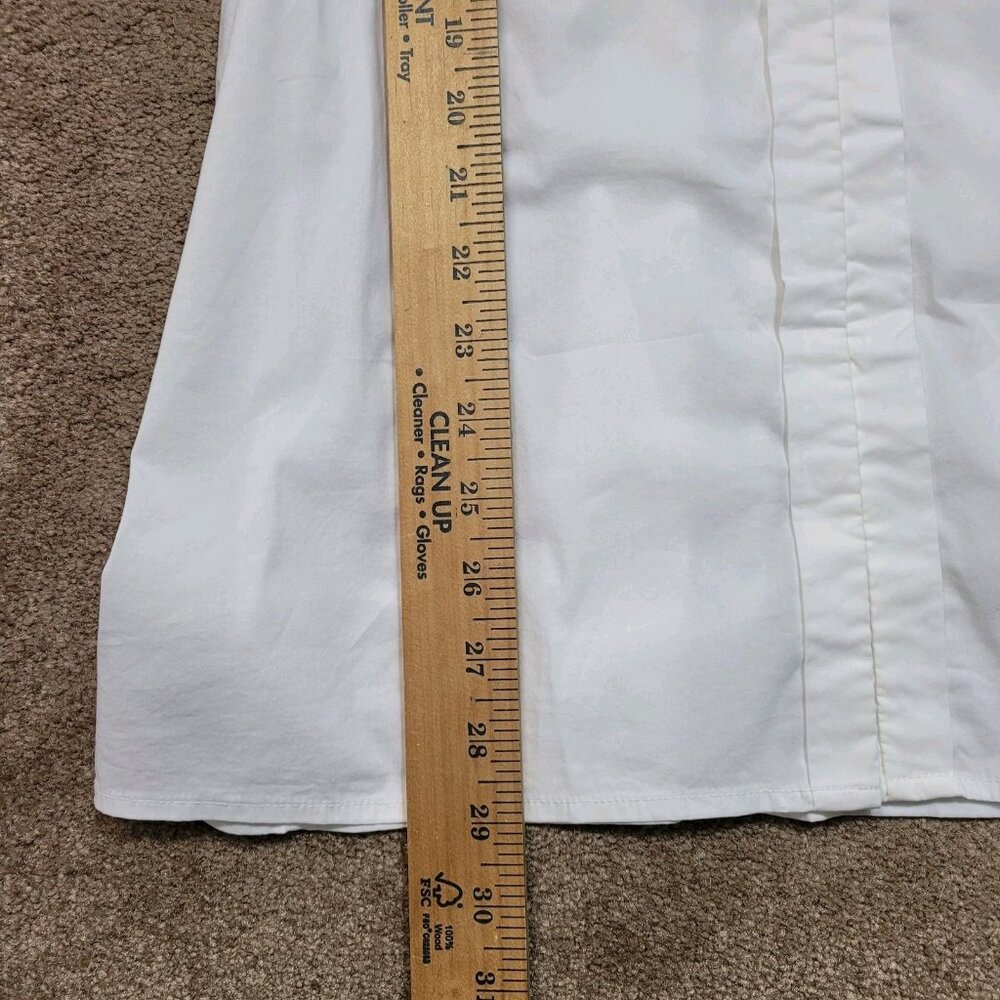BCBGMaxazria White Poplin Blouse Oversized Puffed Sleeves Pin Tuck Back Sz Med - Picture 7 of 9